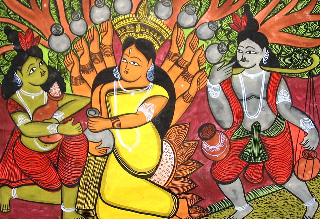 An illustration of the Hindu mythological love story between Krishna and Radha.